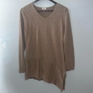 LOGO By Lori Goldstein Asymmetrical Longsleeve Tan Blouse- Women's Size XS‎